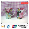 Flower Printing Tall Mug in Porcelain